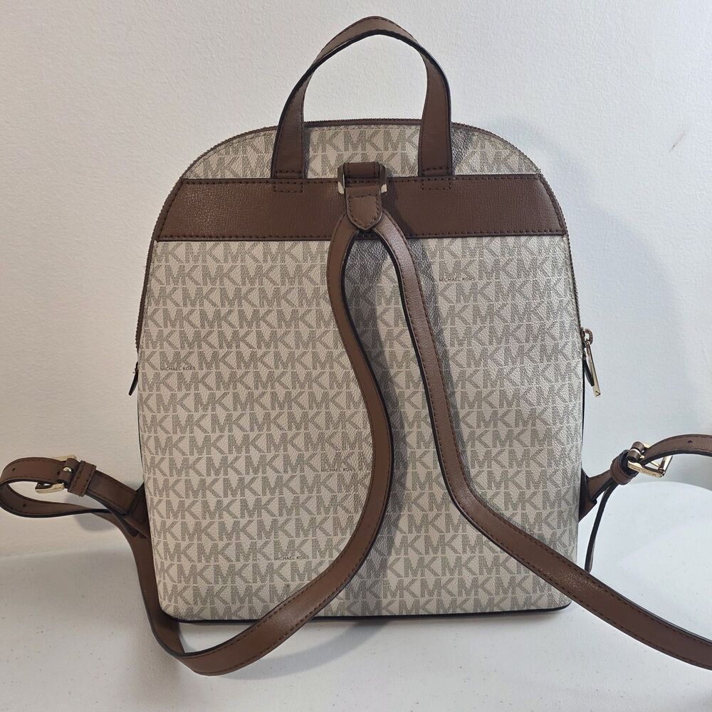 Michael Kors Emmy Large Backpack Signature Vanilla Acorn Designer Backpack Bag - Picture 2 of 7